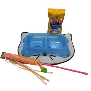 Cat Dish Placemat Wand and‎ Treats Blue